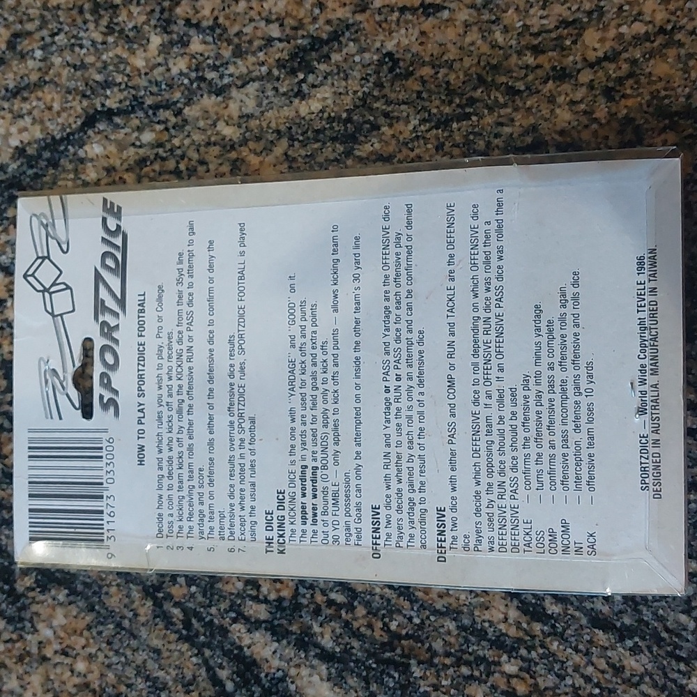 1986 Vintage Sportz Dice Game - NWT - Picture 2 of 2